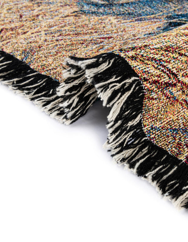 Brown and Gray 4' 6 x 6' Throw Blanket Rectangle Area Rug 100% Cotton Washable Cozy Soft Warm Room Decor Accent Made In USA