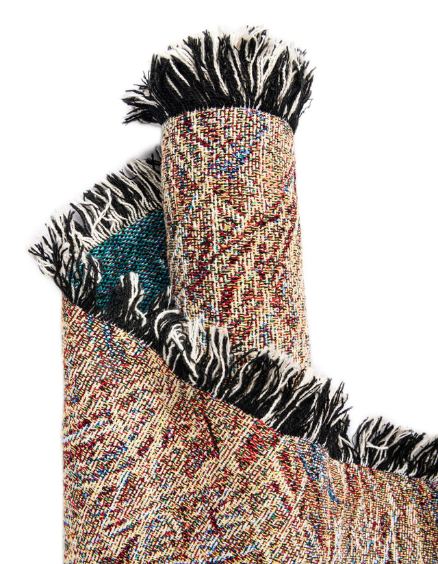 Brown and Gray 4' 6 x 6' Throw Blanket Rectangle Area Rug 100% Cotton Washable Cozy Soft Warm Room Decor Accent Made In USA