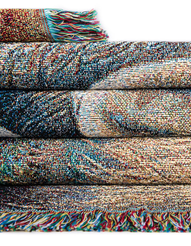 Brown and Gray 4' 6 x 6' Throw Blanket Rectangle Area Rug 100% Cotton Washable Cozy Soft Warm Room Decor Accent Made In USA