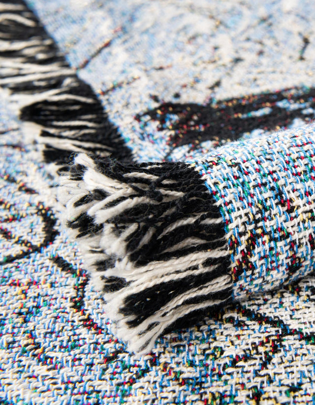 Seasonal Festive White Brown 4' 6 x 6' Throw Blanket Rectangle Area Rug 100% Cotton Washable Cozy Soft Warm Room Decor Accent Made In USA