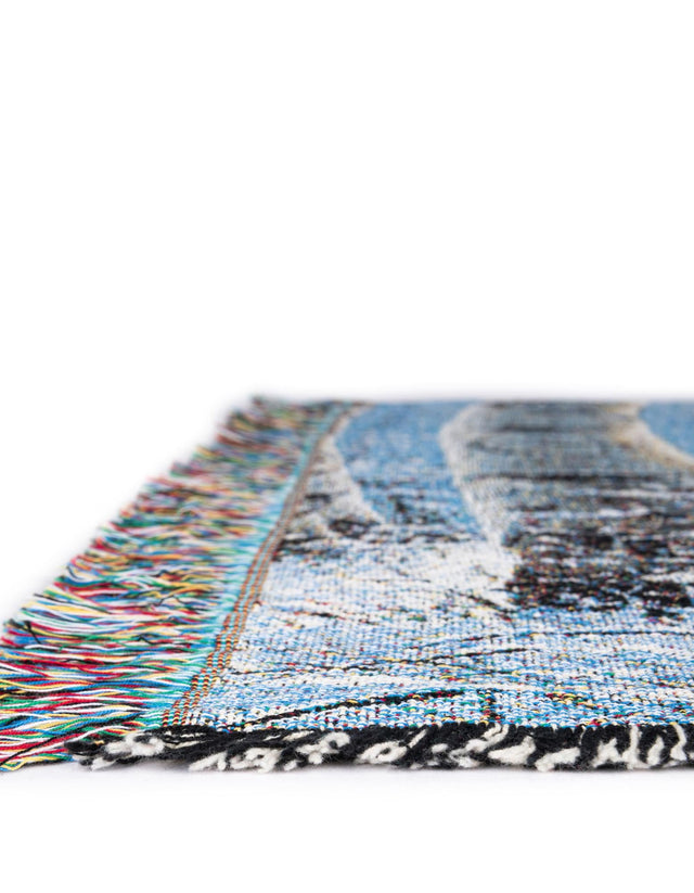 Seasonal Festive White Brown 4' 6 x 6' Throw Blanket Rectangle Area Rug 100% Cotton Washable Cozy Soft Warm Room Decor Accent Made In USA