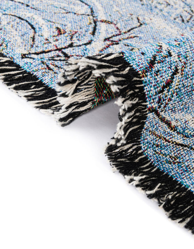 Seasonal Festive White Brown 4' 6 x 6' Throw Blanket Rectangle Area Rug 100% Cotton Washable Cozy Soft Warm Room Decor Accent Made In USA