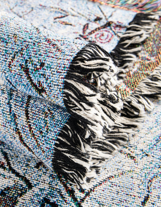 Seasonal Festive White Brown 4' 6 x 6' Throw Blanket Rectangle Area Rug 100% Cotton Washable Cozy Soft Warm Room Decor Accent Made In USA