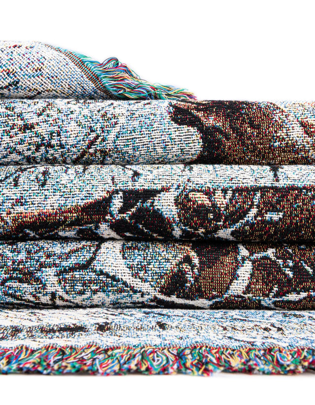 Seasonal Festive White Brown 4' 6 x 6' Throw Blanket Rectangle Area Rug 100% Cotton Washable Cozy Soft Warm Room Decor Accent Made In USA