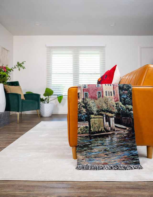 Multicolor 4' 6 x 6' Throw Blanket Rectangle Area Rug 100% Cotton Washable Cozy Soft Warm Room Decor Accent Made In USA