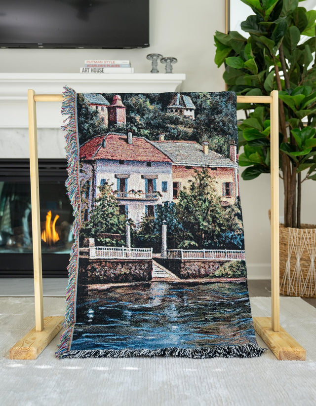 Multicolor 4' 6 x 6' Throw Blanket Rectangle Area Rug 100% Cotton Washable Cozy Soft Warm Room Decor Accent Made In USA