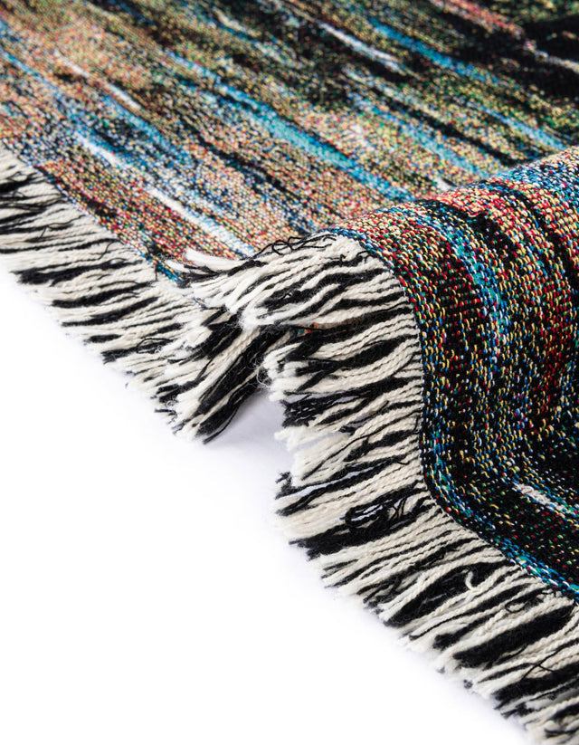 Multicolor 4' 6 x 6' Throw Blanket Rectangle Area Rug 100% Cotton Washable Cozy Soft Warm Room Decor Accent Made In USA