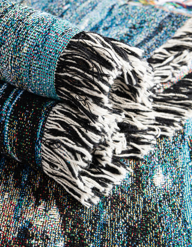 Multicolor 4' 6 x 6' Throw Blanket Rectangle Area Rug 100% Cotton Washable Cozy Soft Warm Room Decor Accent Made In USA