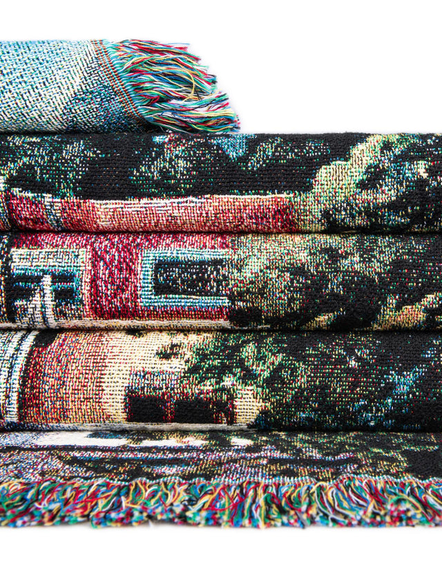 Multicolor 4' 6 x 6' Throw Blanket Rectangle Area Rug 100% Cotton Washable Cozy Soft Warm Room Decor Accent Made In USA