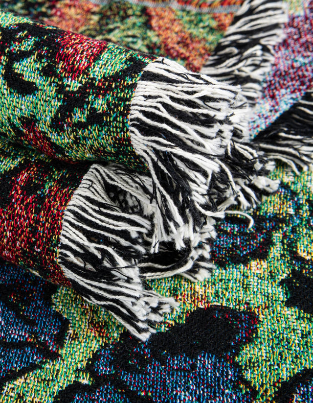 Multicolor 4' 6 x 6' Throw Blanket Rectangle Area Rug 100% Cotton Washable Cozy Soft Warm Room Decor Accent Made In USA