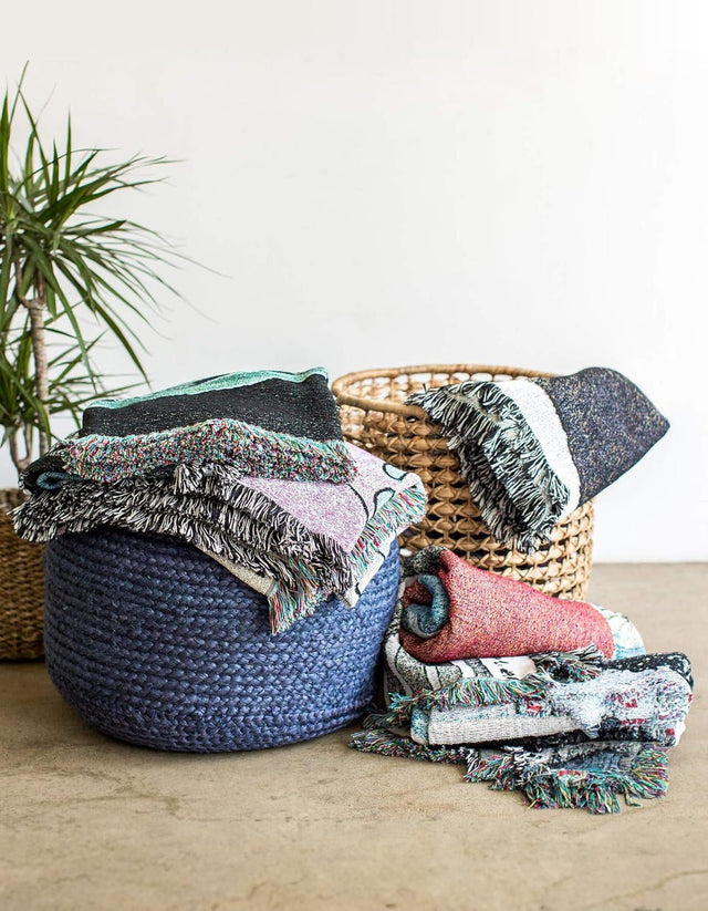 Multicolor 4' 6 x 6' Throw Blanket Rectangle Area Rug 100% Cotton Washable Cozy Soft Warm Room Decor Accent Made In USA