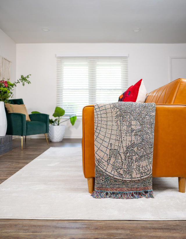 Multicolor 4' 6 x 6' Throw Blanket Rectangle Area Rug 100% Cotton Washable Cozy Soft Warm Room Decor Accent Made In USA