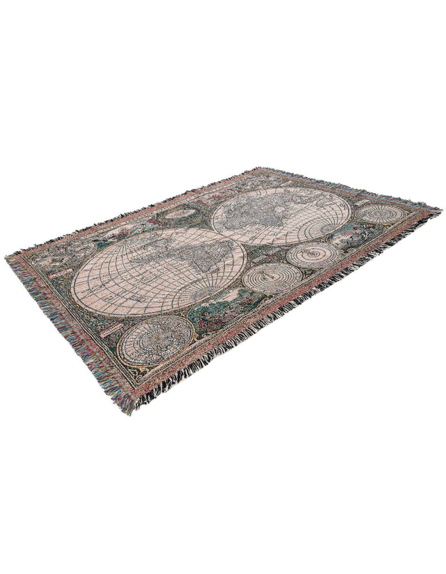 Multicolor 4' 6 x 6' Throw Blanket Rectangle Area Rug 100% Cotton Washable Cozy Soft Warm Room Decor Accent Made In USA