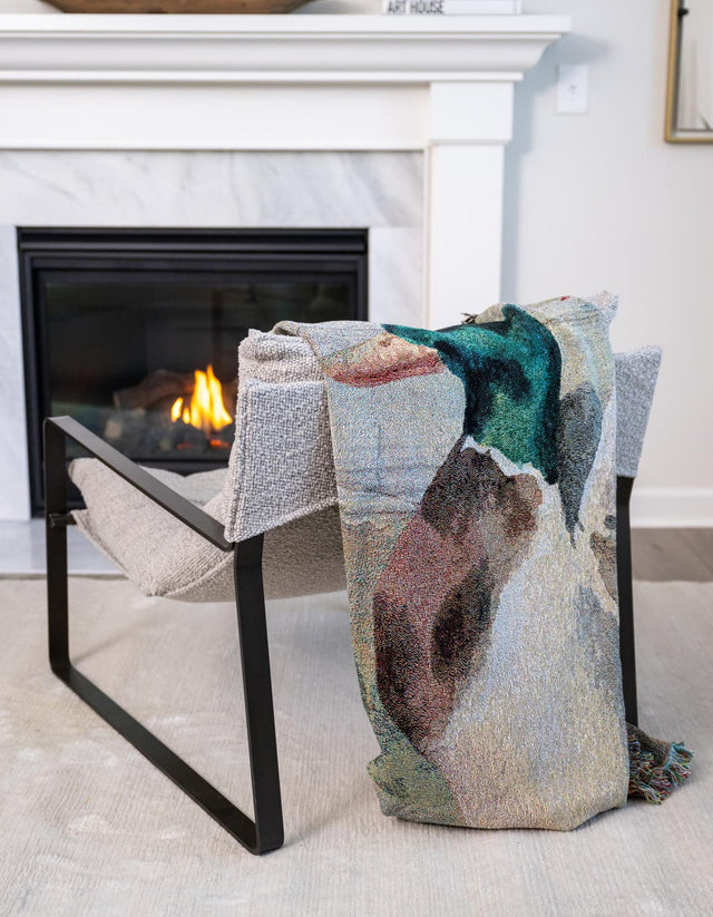 Multicolor 4' 6 x 6' Throw Blanket Rectangle Area Rug 100% Cotton Washable Cozy Soft Warm Room Decor Accent Made In USA