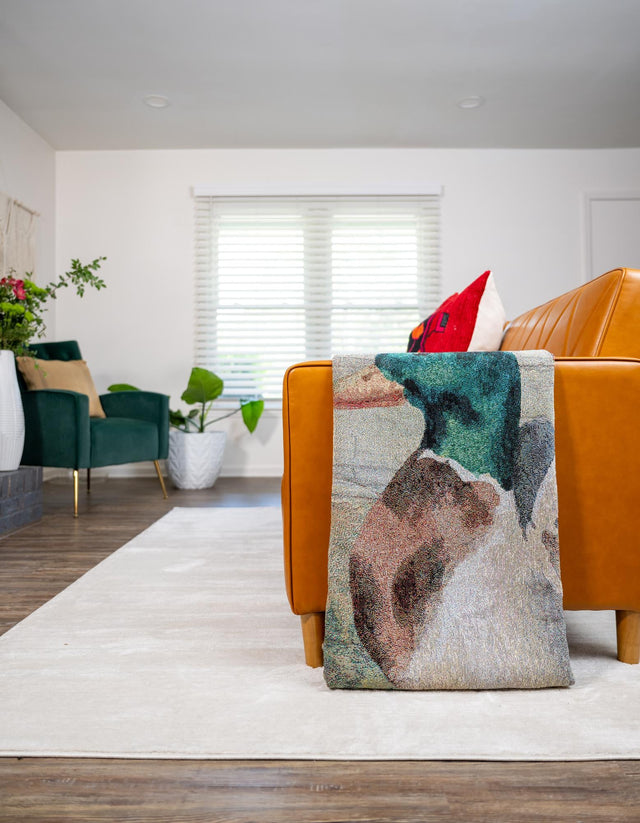 Multicolor 4' 6 x 6' Throw Blanket Rectangle Area Rug 100% Cotton Washable Cozy Soft Warm Room Decor Accent Made In USA