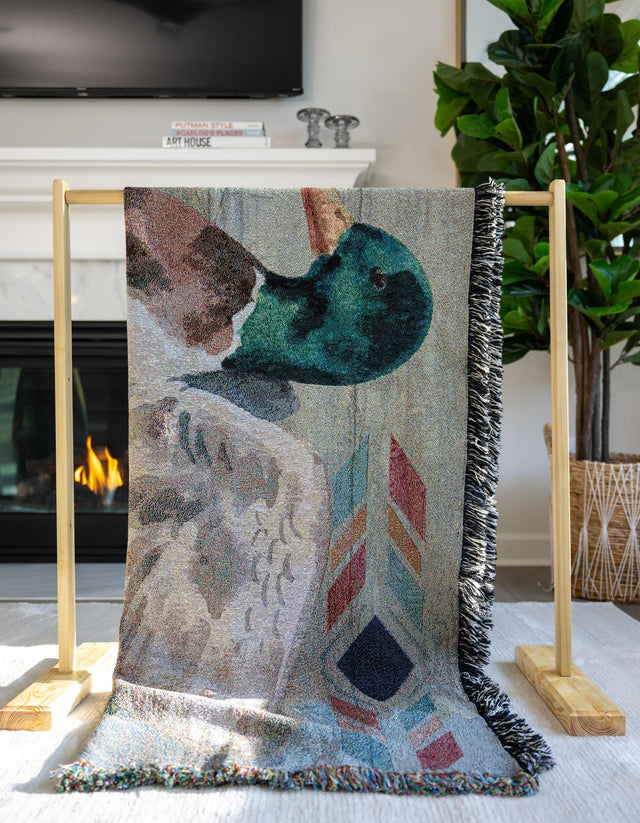 Multicolor 4' 6 x 6' Throw Blanket Rectangle Area Rug 100% Cotton Washable Cozy Soft Warm Room Decor Accent Made In USA