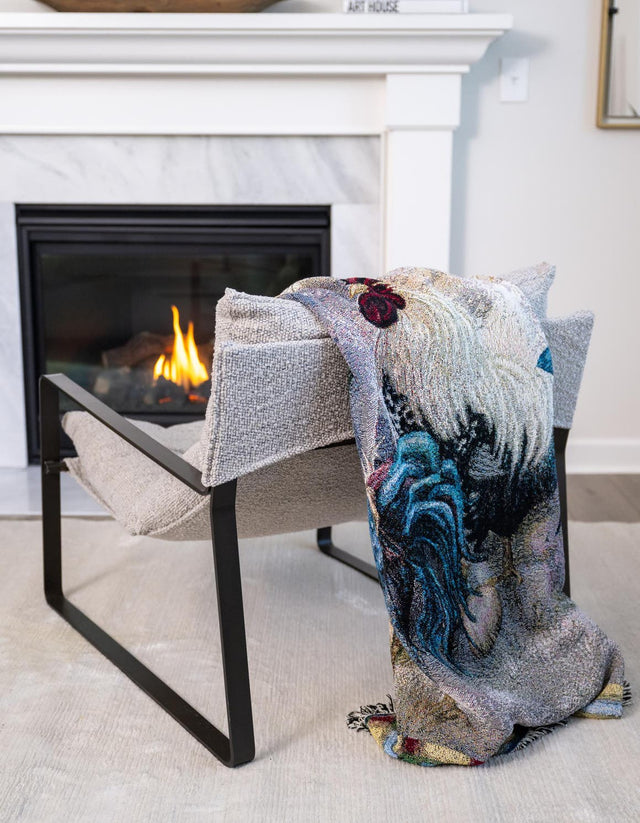 Multicolor 4' 6 x 6' Throw Blanket Rectangle Area Rug 100% Cotton Washable Cozy Soft Warm Room Decor Accent Made In USA