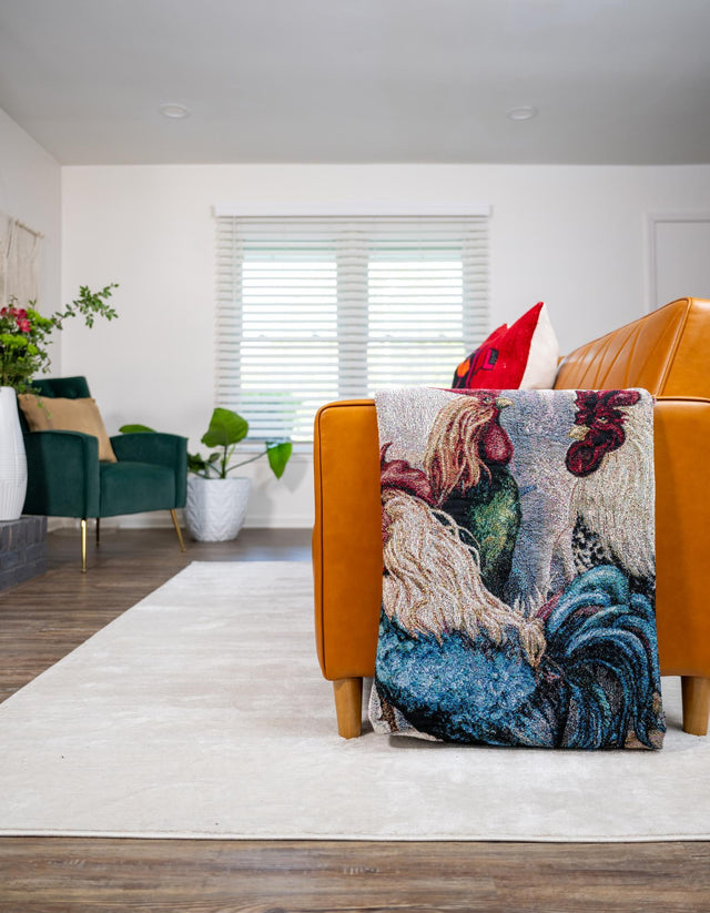 Multicolor 4' 6 x 6' Throw Blanket Rectangle Area Rug 100% Cotton Washable Cozy Soft Warm Room Decor Accent Made In USA