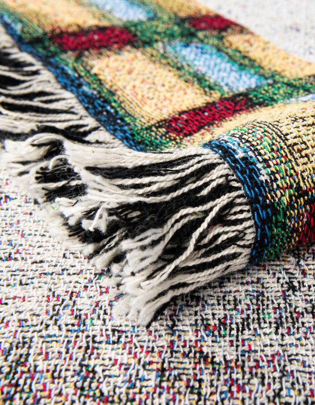 Multicolor 4' 6 x 6' Throw Blanket Rectangle Area Rug 100% Cotton Washable Cozy Soft Warm Room Decor Accent Made In USA