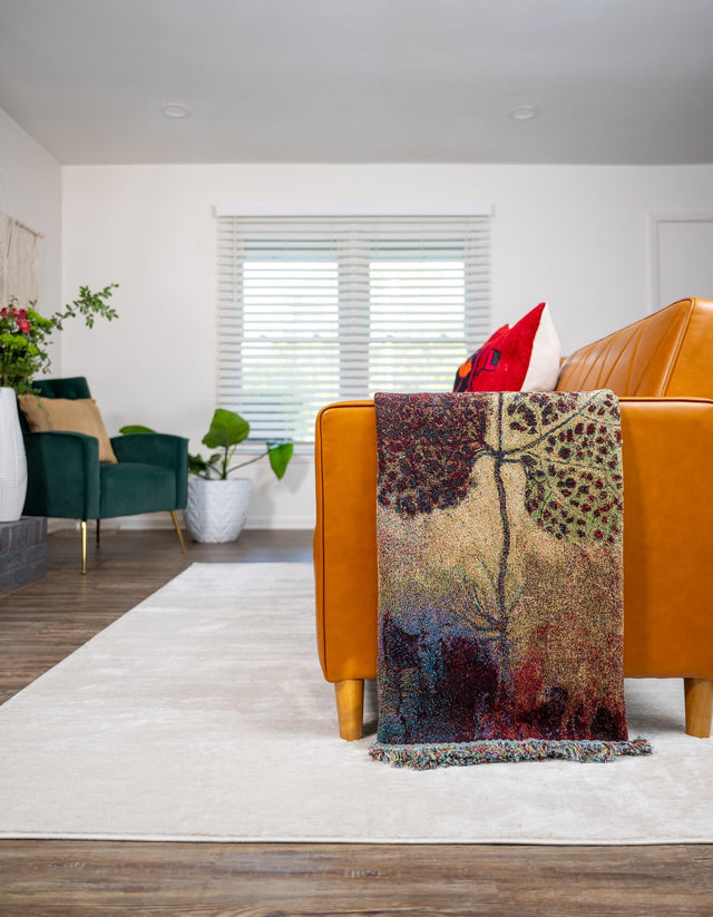 Multicolor 4' 6 x 4' 9 Throw Blanket Square Area Rug 100% Cotton Washable Cozy Soft Warm Room Decor Accent Made In USA