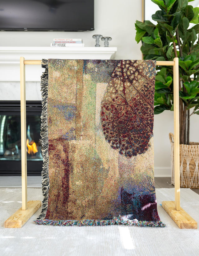 Multicolor 4' 6 x 4' 9 Throw Blanket Square Area Rug 100% Cotton Washable Cozy Soft Warm Room Decor Accent Made In USA