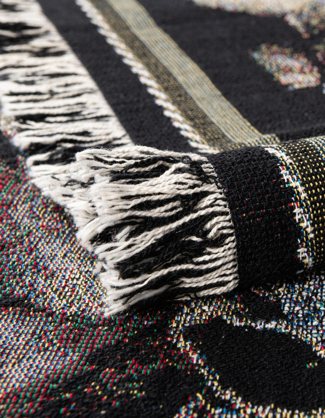 White Brown 4' 6 x 6' Throw Blanket Rectangle Area Rug 100% Cotton Washable Cozy Soft Warm Room Decor Accent Made In USA