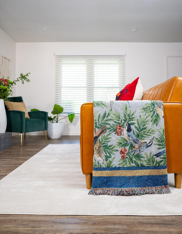 Multicolor 4' 6 x 6' Throw Blanket Rectangle Area Rug 100% Cotton Washable Cozy Soft Warm Room Decor Accent Made In USA