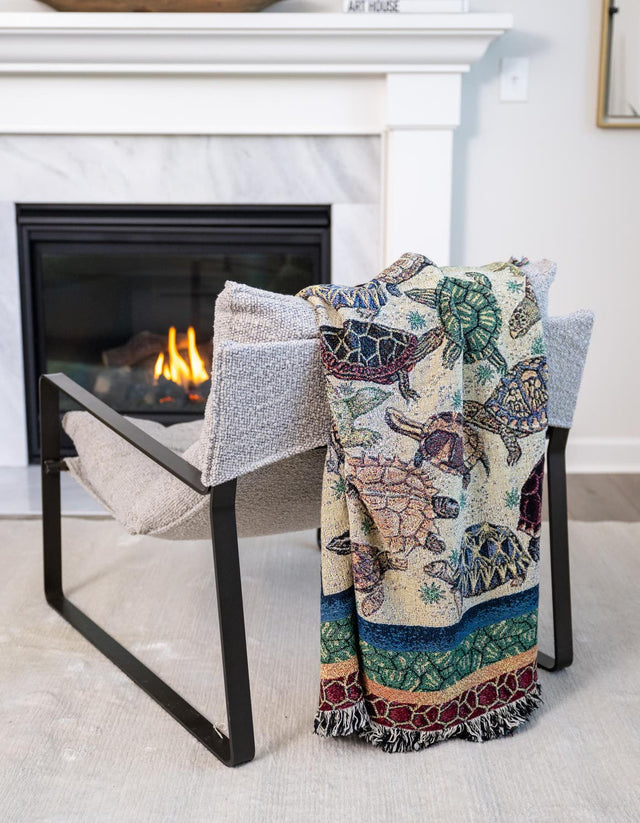 Multicolor 4' 6 x 6' Throw Blanket Rectangle Area Rug 100% Cotton Washable Cozy Soft Warm Room Decor Accent Made In USA