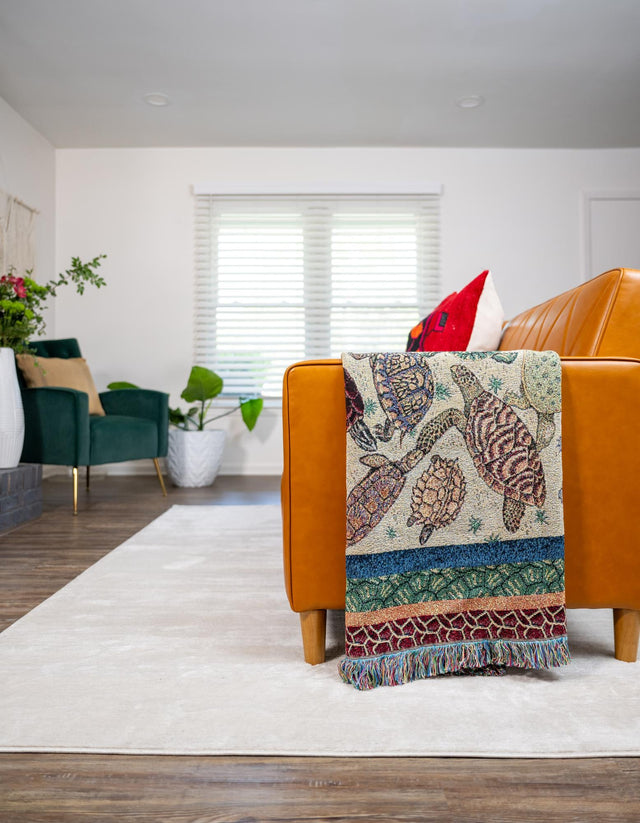 Multicolor 4' 6 x 6' Throw Blanket Rectangle Area Rug 100% Cotton Washable Cozy Soft Warm Room Decor Accent Made In USA