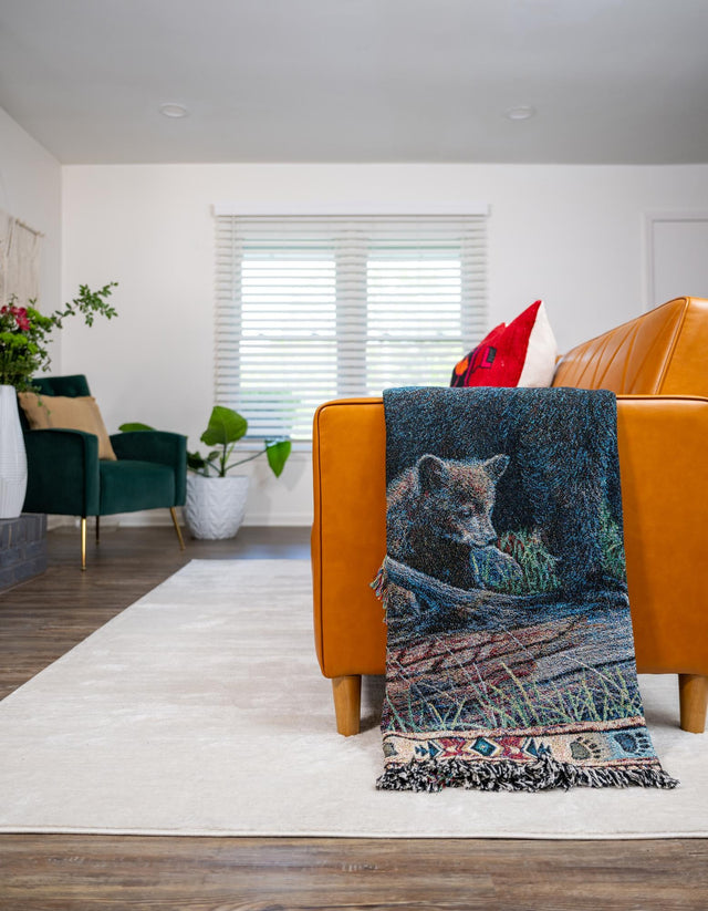 Multicolor 4' 6 x 6' Throw Blanket Rectangle Area Rug 100% Cotton Washable Cozy Soft Warm Room Decor Accent Made In USA