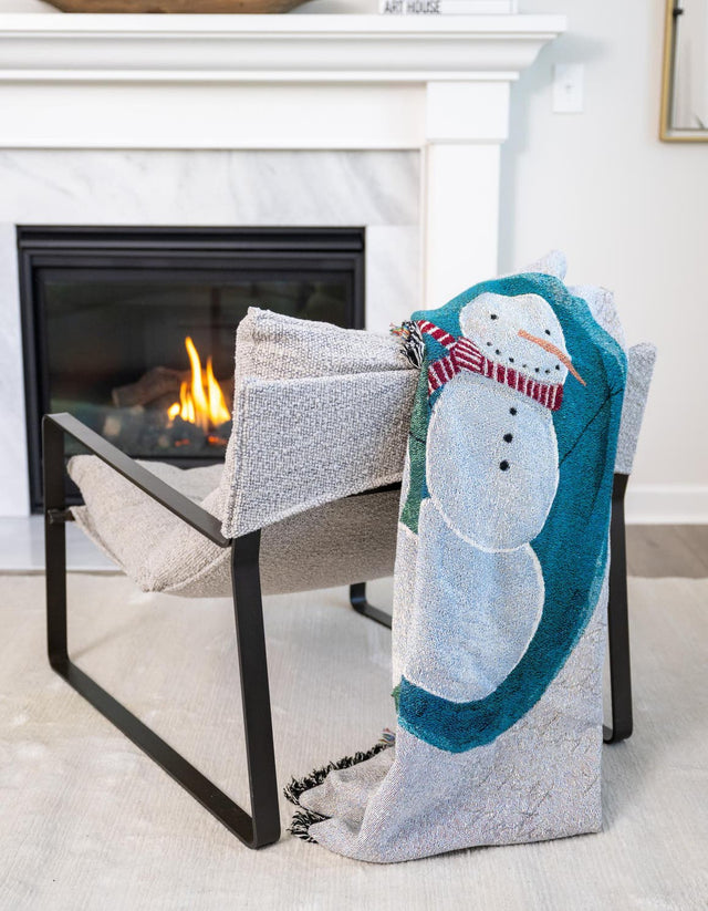 Seasonal Festive Multicolor 4' 6 x 6' Throw Blanket Rectangle Area Rug 100% Cotton Washable Cozy Soft Warm Room Decor Accent Made In USA