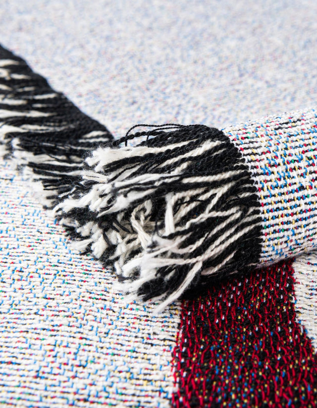 Seasonal Festive Multicolor 4' 6 x 6' Throw Blanket Rectangle Area Rug 100% Cotton Washable Cozy Soft Warm Room Decor Accent Made In USA