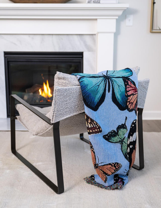 Multicolor 4' 6 x 6' Throw Blanket Rectangle Area Rug 100% Cotton Washable Cozy Soft Warm Room Decor Accent Made In USA