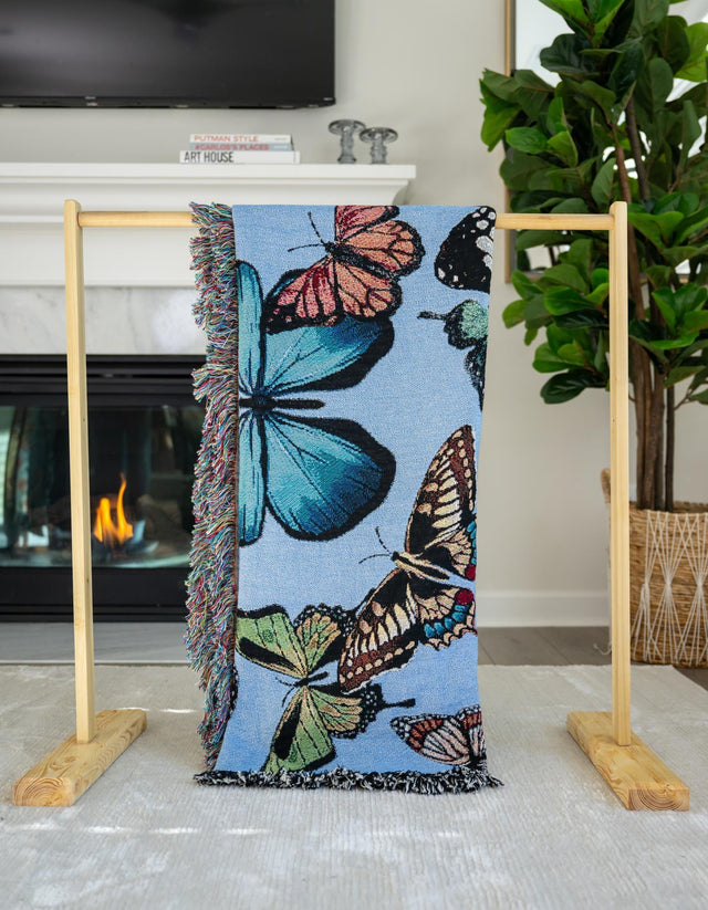 Multicolor 4' 6 x 6' Throw Blanket Rectangle Area Rug 100% Cotton Washable Cozy Soft Warm Room Decor Accent Made In USA