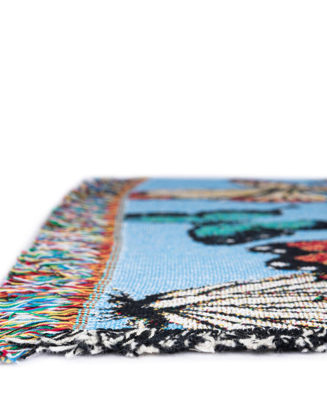 Multicolor 4' 6 x 6' Throw Blanket Rectangle Area Rug 100% Cotton Washable Cozy Soft Warm Room Decor Accent Made In USA