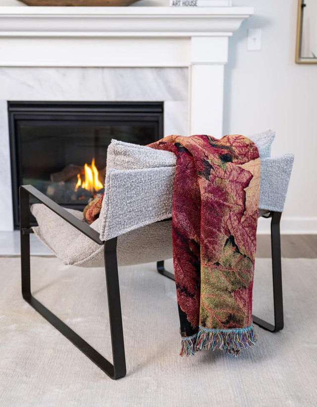 Orange 4' 6 x 6' Throw Blanket Rectangle Area Rug 100% Cotton Washable Cozy Soft Warm Room Decor Accent Made In USA