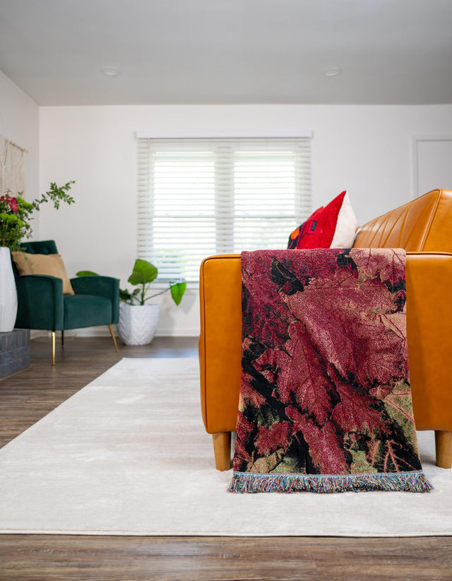 Orange 4' 6 x 6' Throw Blanket Rectangle Area Rug 100% Cotton Washable Cozy Soft Warm Room Decor Accent Made In USA