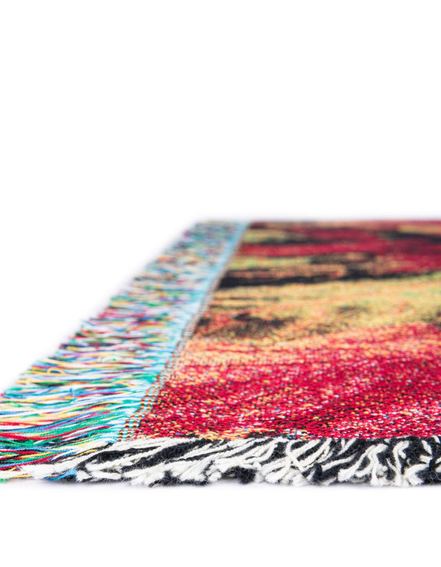 Orange 4' 6 x 6' Throw Blanket Rectangle Area Rug 100% Cotton Washable Cozy Soft Warm Room Decor Accent Made In USA