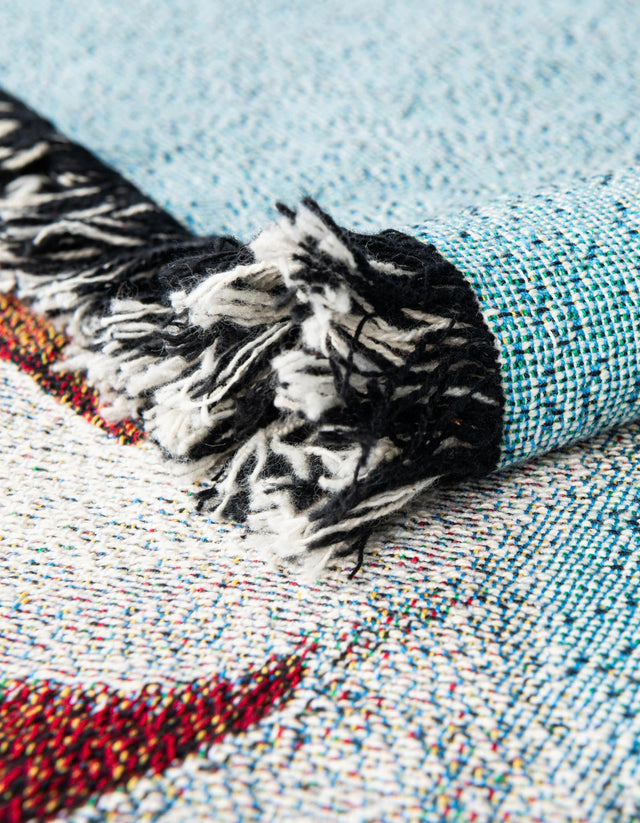 Seasonal Festive Multicolor 4' 6 x 6' Throw Blanket Rectangle Area Rug 100% Cotton Washable Cozy Soft Warm Room Decor Accent Made In USA