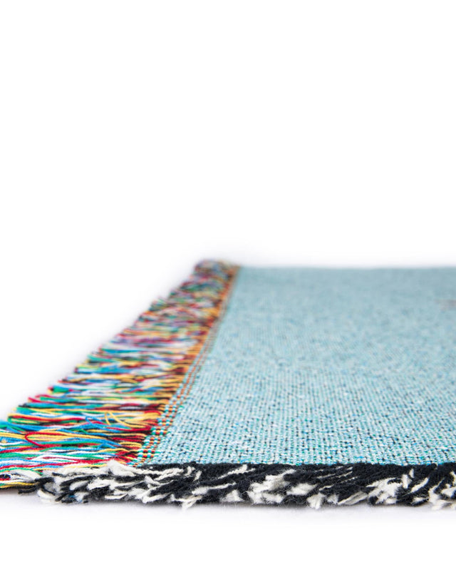 Seasonal Festive Multicolor 4' 6 x 6' Throw Blanket Rectangle Area Rug 100% Cotton Washable Cozy Soft Warm Room Decor Accent Made In USA