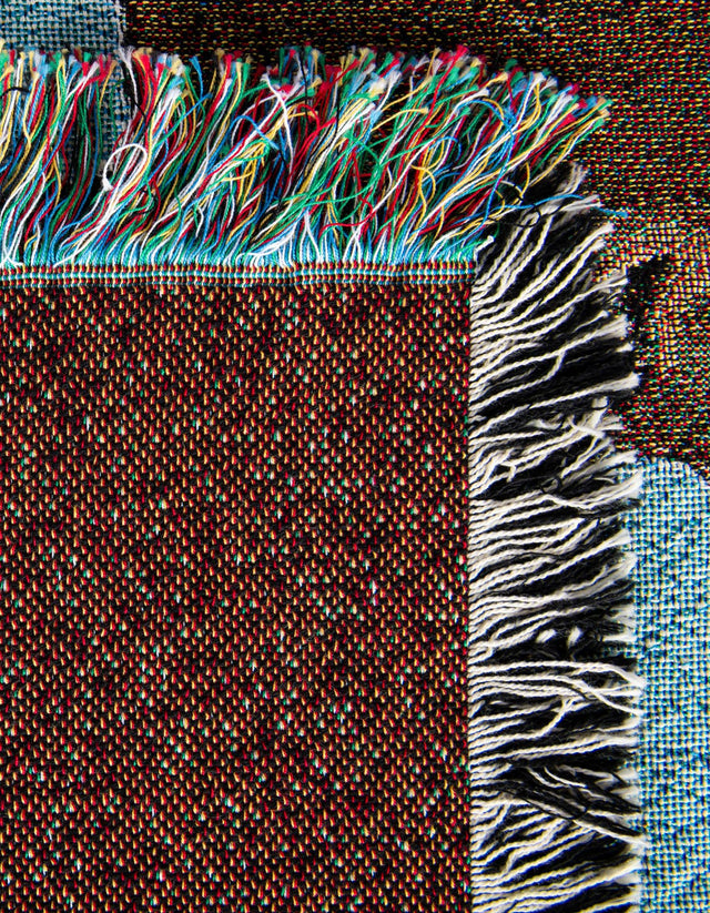 Seasonal Festive Multicolor 4' 6 x 6' Throw Blanket Rectangle Area Rug 100% Cotton Washable Cozy Soft Warm Room Decor Accent Made In USA