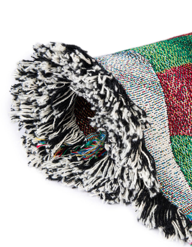 Seasonal Festive Multicolor 4' 6 x 6' Throw Blanket Rectangle Area Rug 100% Cotton Washable Cozy Soft Warm Room Decor Accent Made In USA