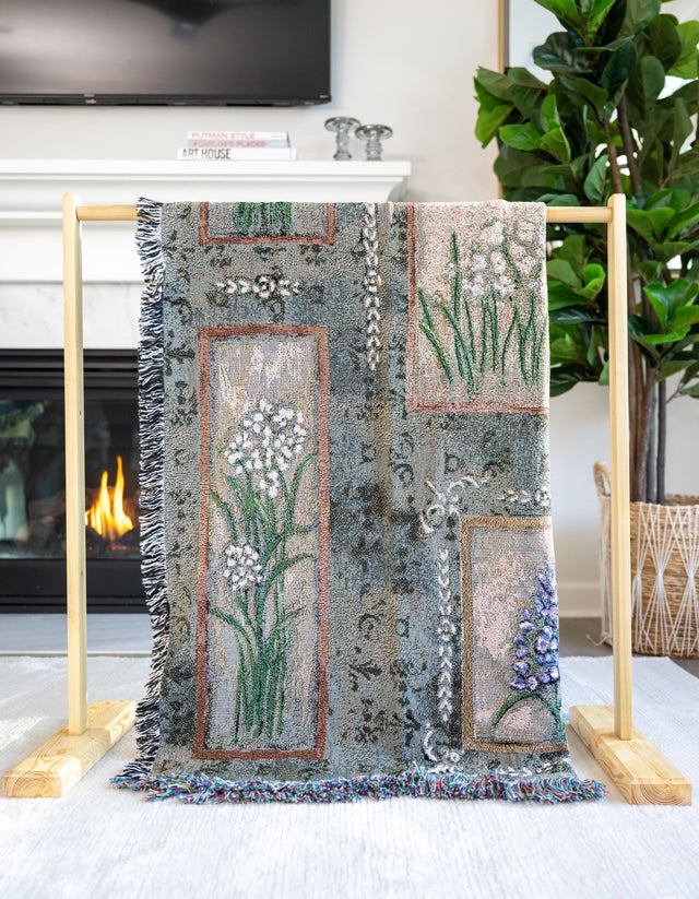 Multicolor 4' 6 x 6' Throw Blanket Rectangle Area Rug 100% Cotton Washable Cozy Soft Warm Room Decor Accent Made In USA