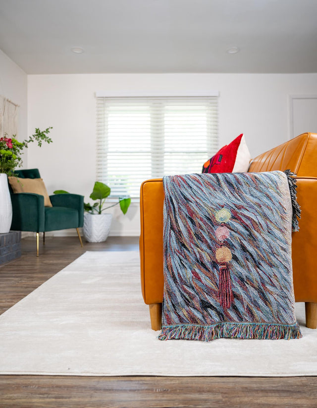 Multicolor 4' 6 x 6' Throw Blanket Rectangle Area Rug 100% Cotton Washable Cozy Soft Warm Room Decor Accent Made In USA