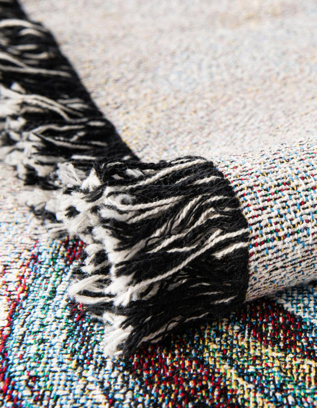 Multicolor 4' 6 x 6' Throw Blanket Rectangle Area Rug 100% Cotton Washable Cozy Soft Warm Room Decor Accent Made In USA