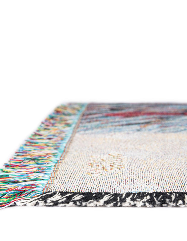 Multicolor 4' 6 x 6' Throw Blanket Rectangle Area Rug 100% Cotton Washable Cozy Soft Warm Room Decor Accent Made In USA