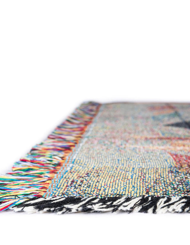 Multicolor 4' 6 x 6' Throw Blanket Rectangle Area Rug 100% Cotton Washable Cozy Soft Warm Room Decor Accent Made In USA