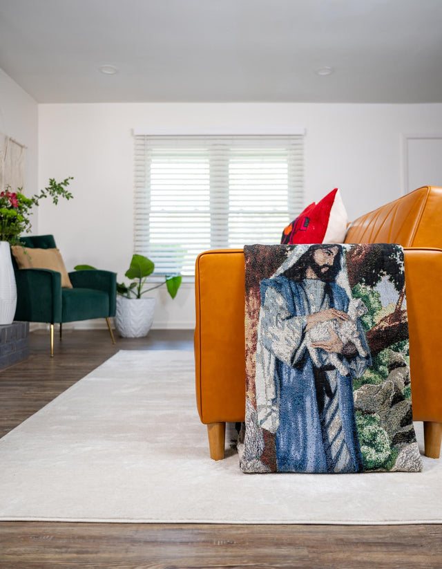 Green 4' 6 x 6' Throw Blanket Rectangle Area Rug 100% Cotton Washable Cozy Soft Warm Room Decor Accent Made In USA