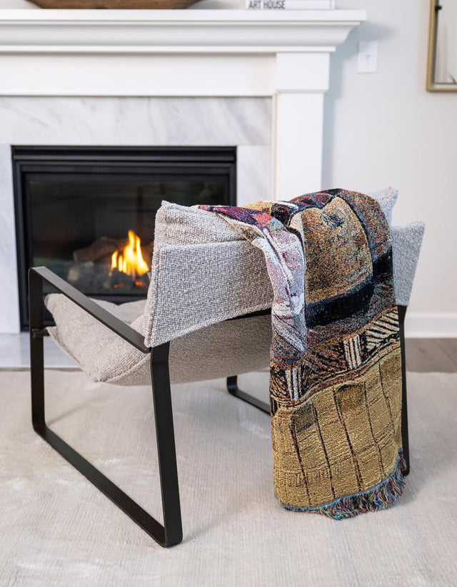 Multicolor 4' 6 x 6' Throw Blanket Rectangle Area Rug 100% Cotton Washable Cozy Soft Warm Room Decor Accent Made In USA