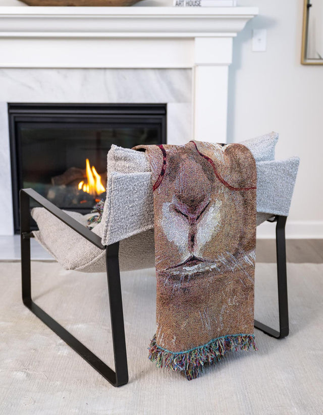 Brown 4' 6 x 6' Throw Blanket Rectangle Area Rug 100% Cotton Washable Cozy Soft Warm Room Decor Accent Made In USA